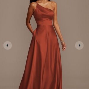 David’s Bridal Cinnamon Satin Bridesmaid Dress